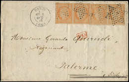 Let DESTINATIONS - N°38 (2 PAIRES) Obl. Etoile S. LAC, Càd Paris 4/10/72, 4e échelon De Poids, Arr. PALERMO 8/10, TTB - 1849-1876: Classic Period