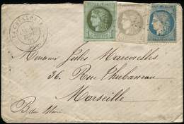 Let AFFRANCHISSEMENTS DE SEPTEMBRE 1871 - N°37, 39 Et 41 Obl. GC 789 S. Env., Càd T17 LA CAVALERIE 1/9/71, TB - 1849-1876: Periodo Clásico