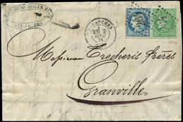 Let AFFRANCHISSEMENTS DE SEPTEMBRE 1871 - N°42Bb 5c. Vert EMERAUDE Clair Et N°37 20c Bleu, Obl. GC 264 S. LAC, Càd T17 A - 1849-1876: Classic Period