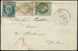 Let AFFRANCHISSEMENTS DE SEPTEMBRE 1871 - N°25, 27 Et 37 Obl. GC 3398 S. Env., Càd T17 SEVRES 11/9/71, TB - 1849-1876: Classic Period