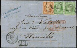 Let BUREAUX FRANCAIS A L'ETRANGER - N°12 (2) Et 16 Obl. PC 3704 S. LAC, Càd ALEXANDRIE 18/2/62, TB - 1849-1876: Classic Period
