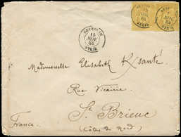 Let BUREAUX FRANCAIS A L'ETRANGER - N°92 25c. Jaune Bistre (2) Obl. Càd BEYROUTH 15/11/84 S. Env., Arr. St Brieuc, TB - 1849-1876: Classic Period