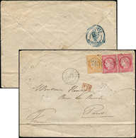 Let BUREAUX FRANCAIS A L'ETRANGER - N°38 Et 57 PAIRE Obl. GC 5104 S. Env., Càd De SHANGHAI 16/10/73, Arr. Paris, DOUBLE  - 1849-1876: Classic Period