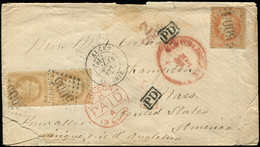 Let LETTRES ET OBLITERATIONS D'ALGERIE - N°31 Et 28 PAIRE Obl. GC 5005 Sur Env. Fatiguée, Càd ALGER 15/3/70 Pour Les USA - 1849-1876: Classic Period