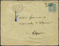 Let LETTRES ET OBLITERATIONS D'ALGERIE - Env. Entier 15c. Bleu Surch. 0,10 Obl. Càd DELLYS 12/2/09, TB - 1849-1876: Classic Period