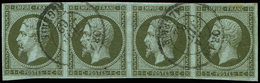 LETTRES ET OBLITERATIONS D'ALGERIE - N°11 BANDE De 4 Obl. Càd ORAN, Un Ex. Trou D'épingle, Sinon TB - 1849-1876: Classic Period