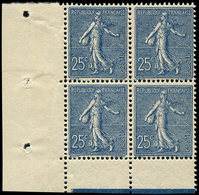 ** EMISSIONS DU XXème SIECLE - 132a  Semeuse Lignée, 25c. Bleu Foncé, BLOC De 4 Cdf, Superbe - Unused Stamps