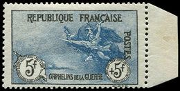 ** EMISSIONS DU XXème SIECLE - 155   1ère Série Orphelins,  5f. + 5f. Noir Et Bleu, Bdf, TB - Unused Stamps