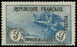 * EMISSIONS DU XXème SIECLE - 155   1ère Série Orphelins,  5f. + 5f. Noir Et Bleu, Gomme Non Originale, Sinon TB - Unused Stamps