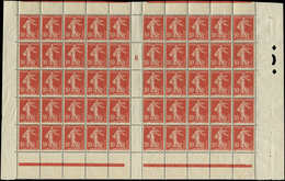 ** TIMBRES EN FEUILLES - 134   Semeuse Avec Sol, 10c. Rouge, PANNEAU De 50 Mill.6, TB - Full Sheets