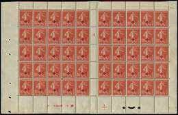 ** TIMBRES EN FEUILLES - 146   Croix Rouge, +5c. S. 10c. Rouge, PANNEAU De 50 Mill.4, Bas De Feuille N°R 1308 1, TB - Hojas Completas