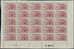 ** TIMBRES EN FEUILLES - 168   2ème Série Orphelins, +25c. S. 1f. + 1f. Carmin, PANNEAU De 25, Centrage Courant, TB - Hojas Completas