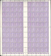 ** TIMBRES EN FEUILLES - 200   Semeuse Lignée, 60c. Lilas, FEUILLE De 100 Pliée, CD 13/6/25, TB - Hojas Completas