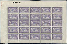 ** TIMBRES EN FEUILLES - 206   Merson,  3f. Violet Et Bleu, PANNEAU De 25, TB - Full Sheets