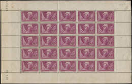 ** TIMBRES EN FEUILLES - 256   Sourire De Reims, 1f.50 + 3f.50 Lilas, FEUILLE De 25 CD 21/1/30, 2 Ex. Rouss., Qqs Défaut - Hojas Completas