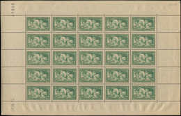 ** TIMBRES EN FEUILLES - 269   Provinces Françaises, 1f.50 + 3f.50 Vert, FEUILLE De 25 CD 24/10/30, TB - Hojas Completas