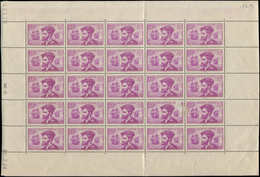 ** TIMBRES EN FEUILLES - 296   J. Cartier, 75c. Lilas, FEUILLE De 25 (pliée) CD 26/7/34, 2 Ex. Adh., Sinon TB - Hojas Completas