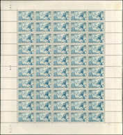 ** TIMBRES EN FEUILLES - 313   Pilâtre De Rozier, 75c. Bleu-vert, FEUILLE De 50 Pliée, CD 18/5/36, 3 Rousseurs Sur Les B - Full Sheets