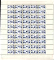 ** TIMBRES EN FEUILLES - 334   Chamonix, 1f.50 Bleu-violet, FEUILLE De 50 Pliée CD 9/1/37, Qqs Consolidation Sur Les Bor - Full Sheets