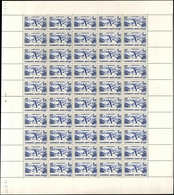 ** TIMBRES EN FEUILLES - 334   Chamonix, 1f.50 Bleu-violet, FEUILLE De 50 Pliée CD 9/1/37, Qqs Consolidation Sur Les Bor - Hojas Completas