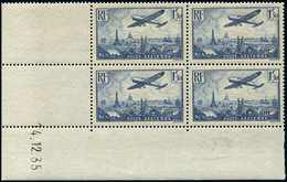 ** POSTE AERIENNE - 9   Vue De Paris, 1f.50 Bleu, BLOC De 4 CD 14/12/35, TB - 1927-1959 Mint/hinged