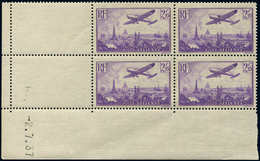 ** POSTE AERIENNE - 10  Vue De Paris, 2f.25 Violet, BLOC De 4 CD 2/7/37, TB - 1927-1959 Mint/hinged