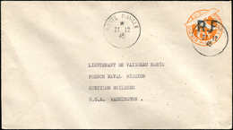 Let POSTE NAVALE MILITAIRE - Poste Navale 11 : Entier Postal US 6c. Orange Surchargé RF, TOULON, Obl. Poste Navale 21/12 - Military Airmail