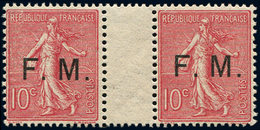 ** FRANCHISE MILITAIRE - 4    10c. Rose, PAIRE Interp., TB - Military Postage Stamps