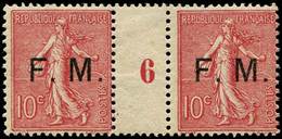 ** FRANCHISE MILITAIRE - 4    10c. Rose, PAIRE Mill.6, Inf. Rouss., Ch. Sur Un Interp., TB - Military Postage Stamps