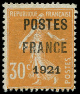 (*) PREOBLITERES - 35  30c. Orange, POSTES FRANCE 1921, Dentelure Irrégulière, Sinon TB. C - 1893-1947