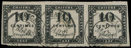 TAXE - 1   10c. Noir Litho, BANDE De 3 Obl. Càd T15 MASCARA, RR En Bande, TB - 1859-1959 Used