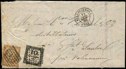 Let TAXE - 2A  10c. Noir Typo T II, Obl. PC 3472 S. LAC Locale Affr. N°13A Obl. PC 3472, Càd T15 VALENCIENNES 14/10/60,  - 1859-1959 Used