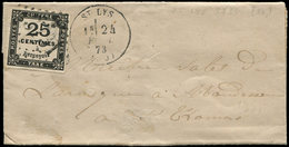 Let TAXE - 5A  25c. Noir T II Obl. GC 3731 S. LAC, Càd T16 ST LYS 24/2/73, TB - 1859-1959 Usados