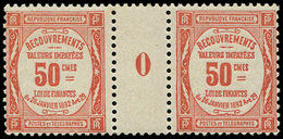 ** TAXE - 47  50c. Rouge, PAIRE Mill.0, Ch. S. Interp., TB - 1859-1959 Used
