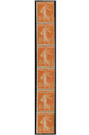 ** ROULETTES - 5   Semeuse Camée,  5c. Orange, BANDE De 6, TB - Coil Stamps