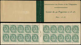 CARNETS (N°Cérès Jusqu'en1964) - 1    Blanc,  5c. Vert, N°111C, T IB, Carnet De 40, TTB - Other & Unclassified