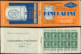 CARNETS (N°Cérès Jusqu'en1964) - 5    Semeuse Chiffres Maigres, 10c. Vert, N°188, MINERALINE, 8 Ex. Bon Centrage, TTB - Other & Unclassified