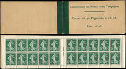 CARNETS (N°Cérès Jusqu'en1964) - 7    Semeuse Camée,  5c. Vert, N°137, T I, Carnet De 40, TB - Other & Unclassified