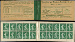 CARNETS (N°Cérès Jusqu'en1964) - 12   Semeuse Camée,  5c. Vert, N°137A, T II, Couv. Postale, Textes Sur Les 4 Pages, Tax - Other & Unclassified