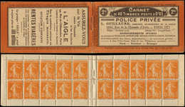 CARNETS (N°Cérès Jusqu'en1964) - 17   Semeuse Camée,  5c. Orange, N°158A, T IIA, S. 5, POLICE PRIVEE, TB - Otros & Sin Clasificación