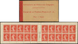 CARNETS (N°Cérès Jusqu'en1964) - 20   Semeuse Camée, 10c. Rouge, N°138A, T IC, Couv. Postale, Prix : 2 Francs, TB - Other & Unclassified