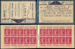 CARNETS (N°Cérès Jusqu'en1964) - 49   Semeuse Camée, 30c. Rose, N°191B, T IIB, S. 89, OXYMENTHOL/L'AIGLE, TB - Other & Unclassified