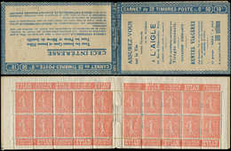 CARNETS (N°Cérès Jusqu'en1964) - 75   Semeuse Lignée, 50c. Rouge, N°199A, T I, S. 137, L'AIGLE, Haut De Feuille, TB - Other & Unclassified