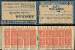 CARNETS (N°Cérès Jusqu'en1964) - 103  Semeuse Lignée, 50c. Rouge, N°199B, T IIB, S. 175-SP, RADIO MAGAZINE, Défauts Sur - Other & Unclassified