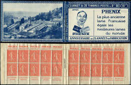 CARNETS (N°Cérès Jusqu'en1964) - 107  Semeuse Lignée, 50c. Rouge, N°199B, T IIB, S. Nogent En Bassigny, PHENIX, Haut De - Other & Unclassified