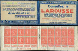 CARNETS (N°Cérès Jusqu'en1964) - 111  Semeuse Lignée, 50c. Rouge, N°199B, T IIB, S. 187, LAROUSSE, Bas De Feuille O 1901 - Other & Unclassified