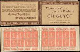 CARNETS (N°Cérès Jusqu'en1964) - 115a Semeuse Lignée, 50c. Rouge, N°199B, T IIB, S. 159, CH. GUYOT, Haut De Feuille, 2 E - Otros & Sin Clasificación