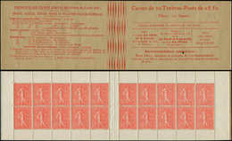 CARNETS (N°Cérès Jusqu'en1964) - 124  Semeuse Lignée, 50c. Rouge, N°199D, T IV, Couverture Postale, Dos Strié, TB - Otros & Sin Clasificación