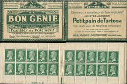 CARNETS (N°Cérès Jusqu'en1964) - 138  Pasteur, 10c. Vert, N°170, S. 93, TORTOSA-BON GENIE, Bas De Feuille N-1501C 8, TB - Otros & Sin Clasificación
