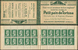 CARNETS (N°Cérès Jusqu'en1964) - 138  Pasteur, 10c. Vert, N°170, S. 93, TORTOSA-L'AIGLE, TB - Otros & Sin Clasificación